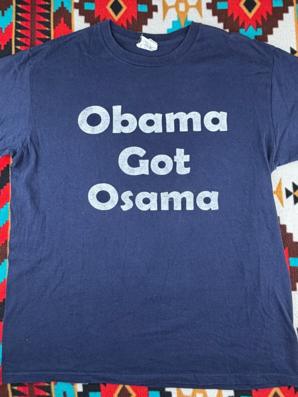 Vintage Obama Got Osama Political T Shirt Delta Pro Weight Made USA Navy M